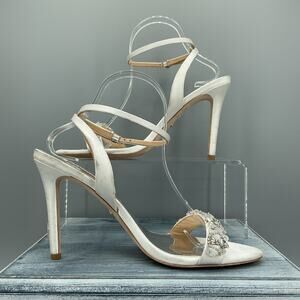 Badgley Mischka Taryn Women’s Stiletto Heels White Satin Size 9.5